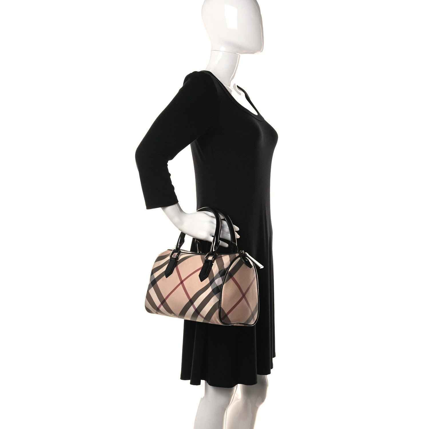 Burberry Supernova Check Patent Small Chester Bowling Bag Black 2 of 10