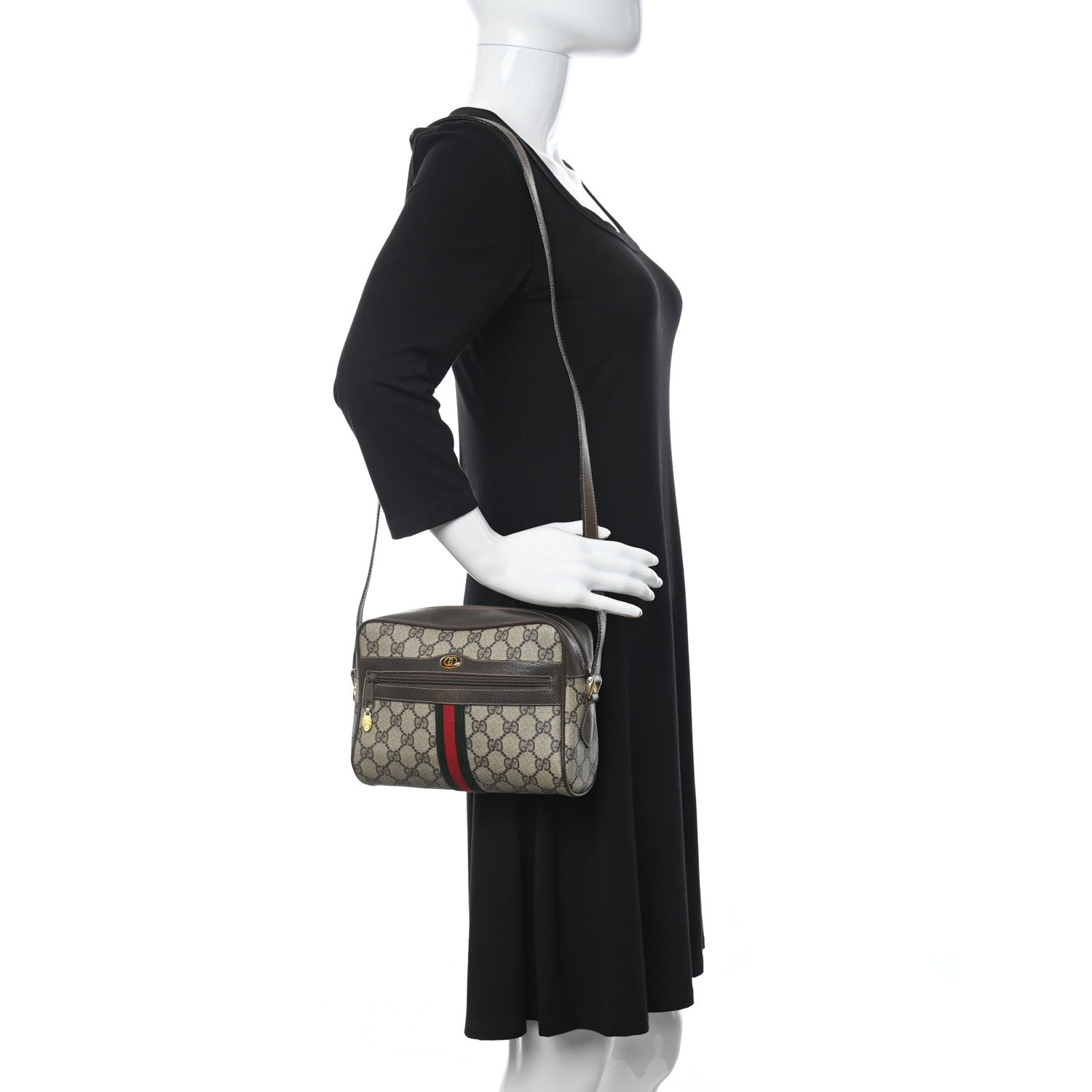 Gucci GG Supreme Monogram Web Crossbody Bag Brown 2 of 11