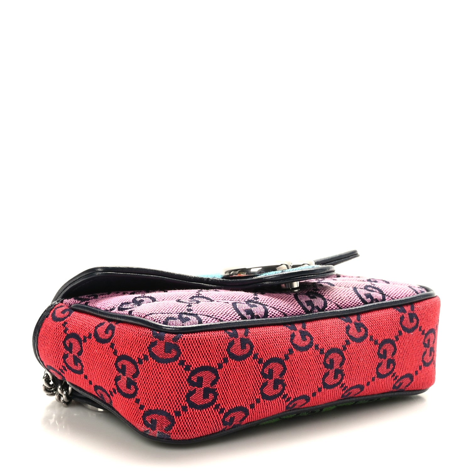 Gucci Monogram Multicolor Matelasse Diagonal Super Mini GG Marmont Shoulder Bag Light Blue Pink Blue Green Red 4 of 11