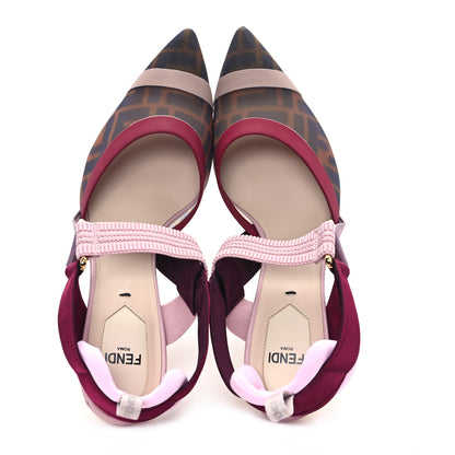 Fendi Technical Mesh FF Colibri 85mm Slingback Pumps 36.5 Tobacco Moro Black Anemone 2 of 10