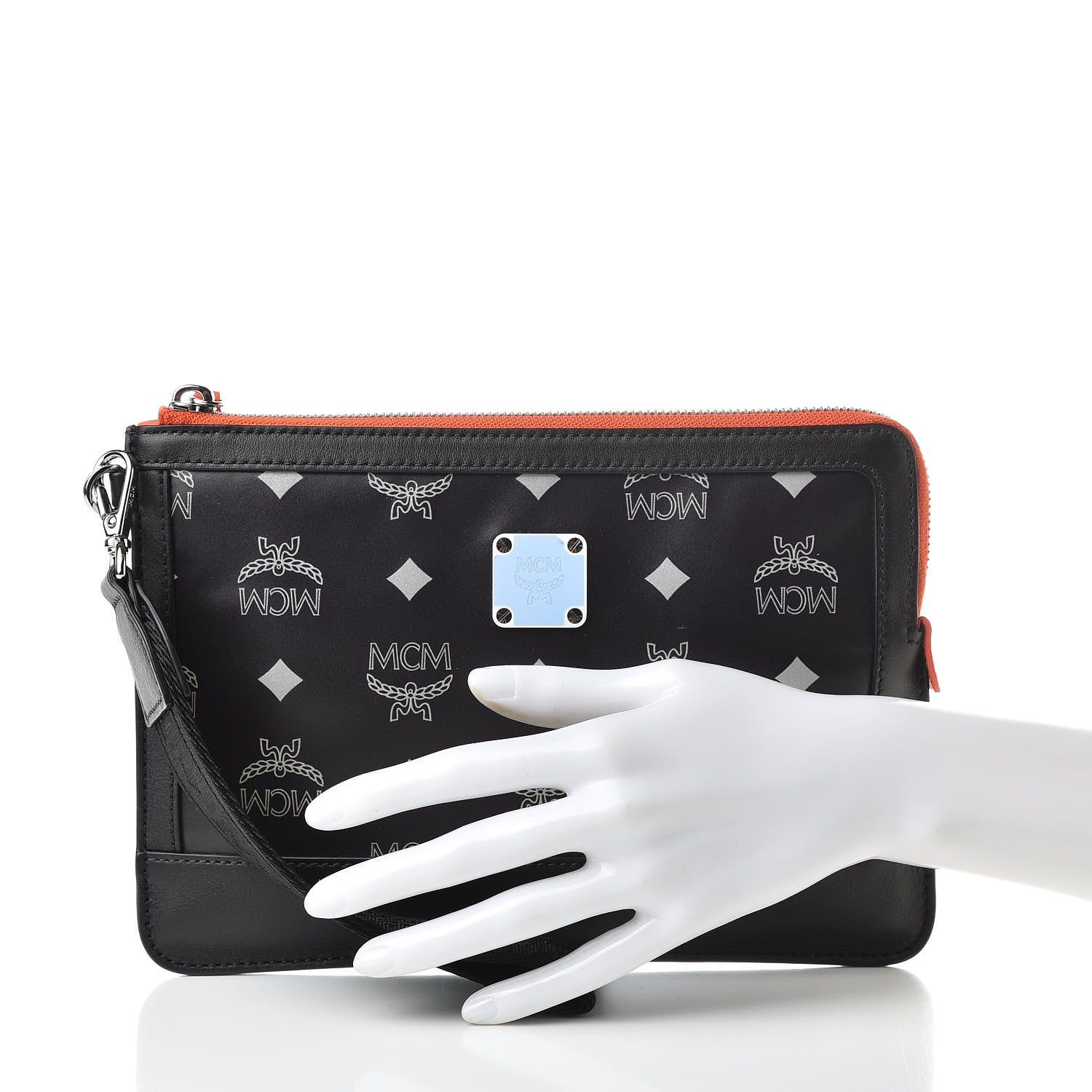 MCM Visetos Reflective Nylon Mini iPad Case Black 2 of 7