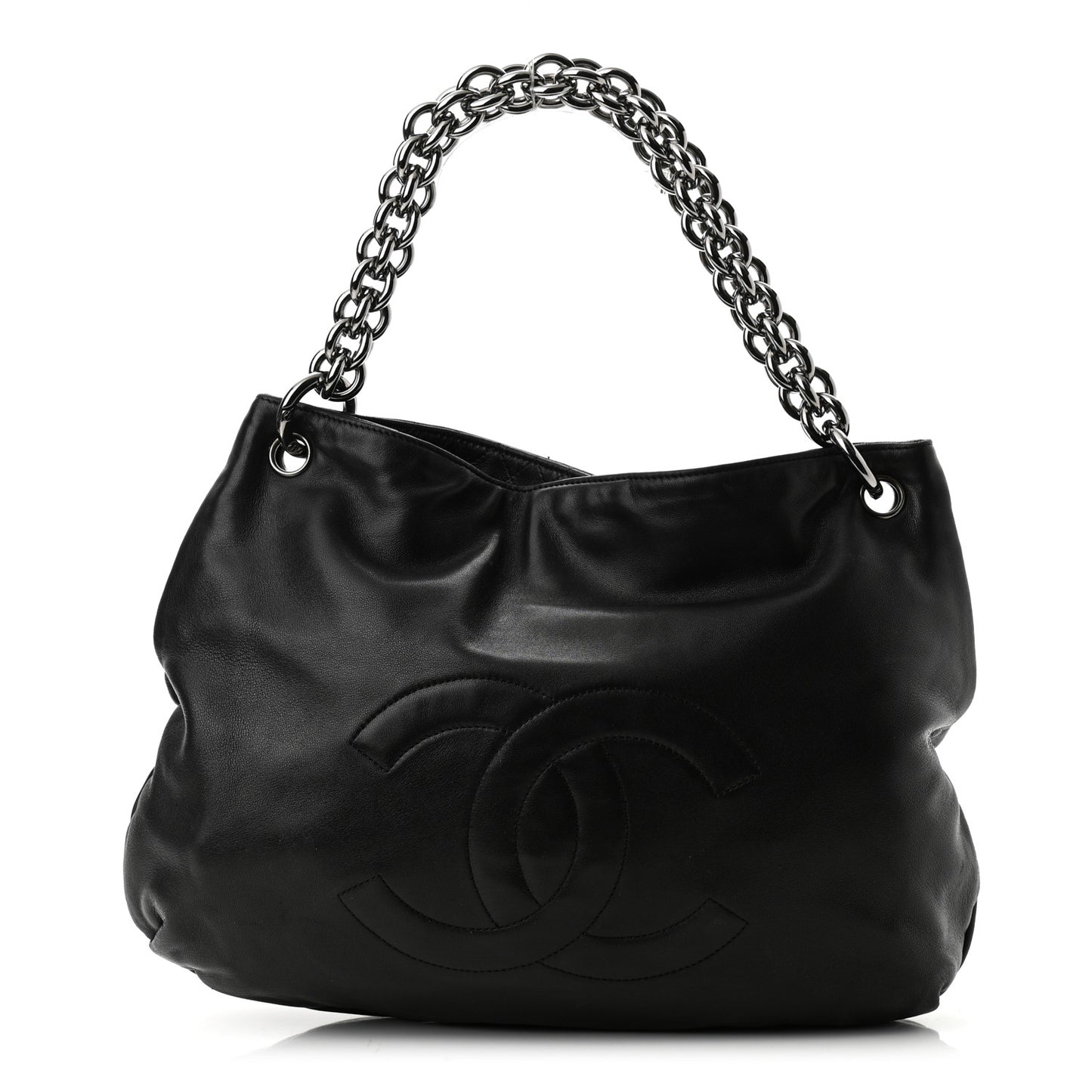 Lambskin Soft and Chain Small Hobo Black