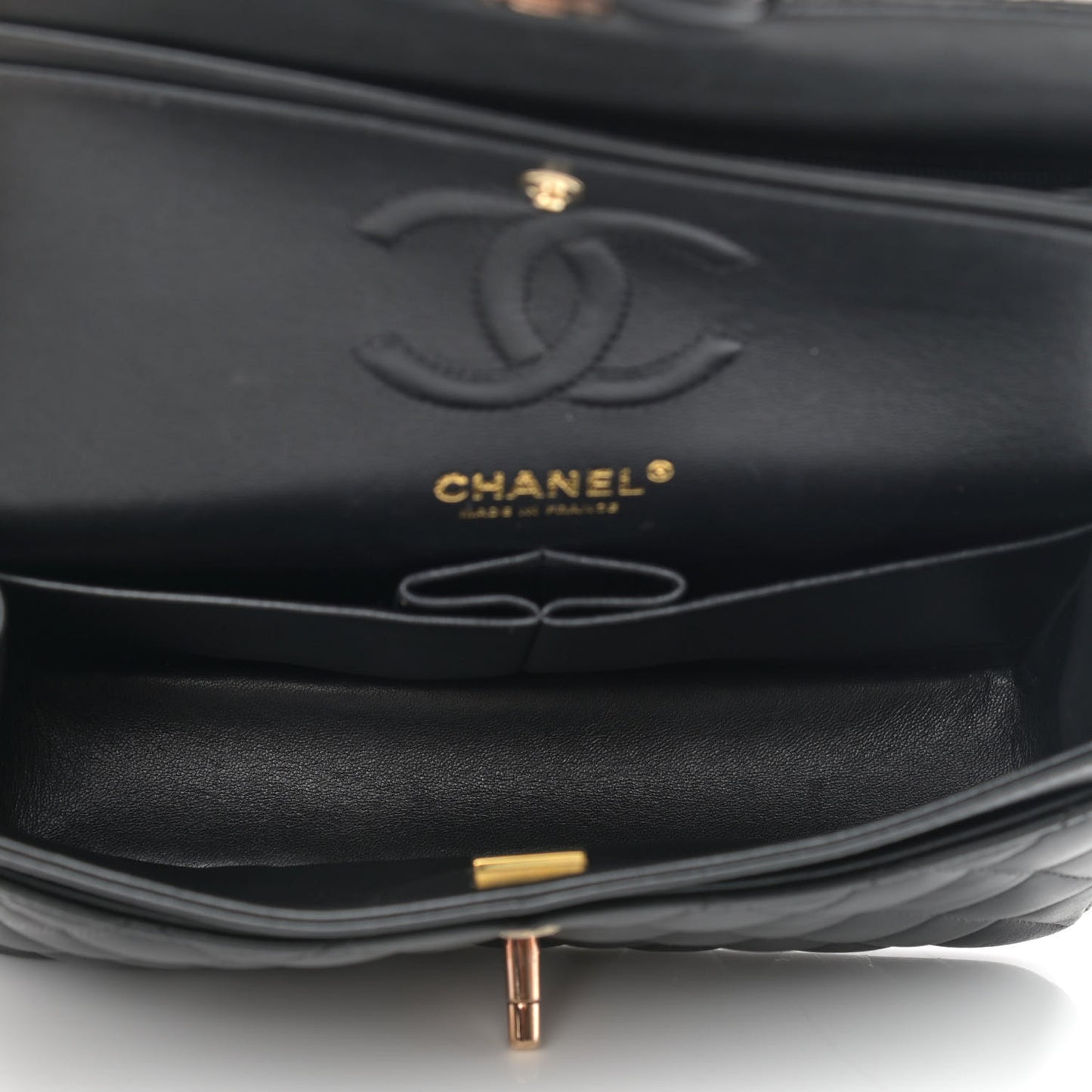 Lambskin Quilted Small Double Flap Black