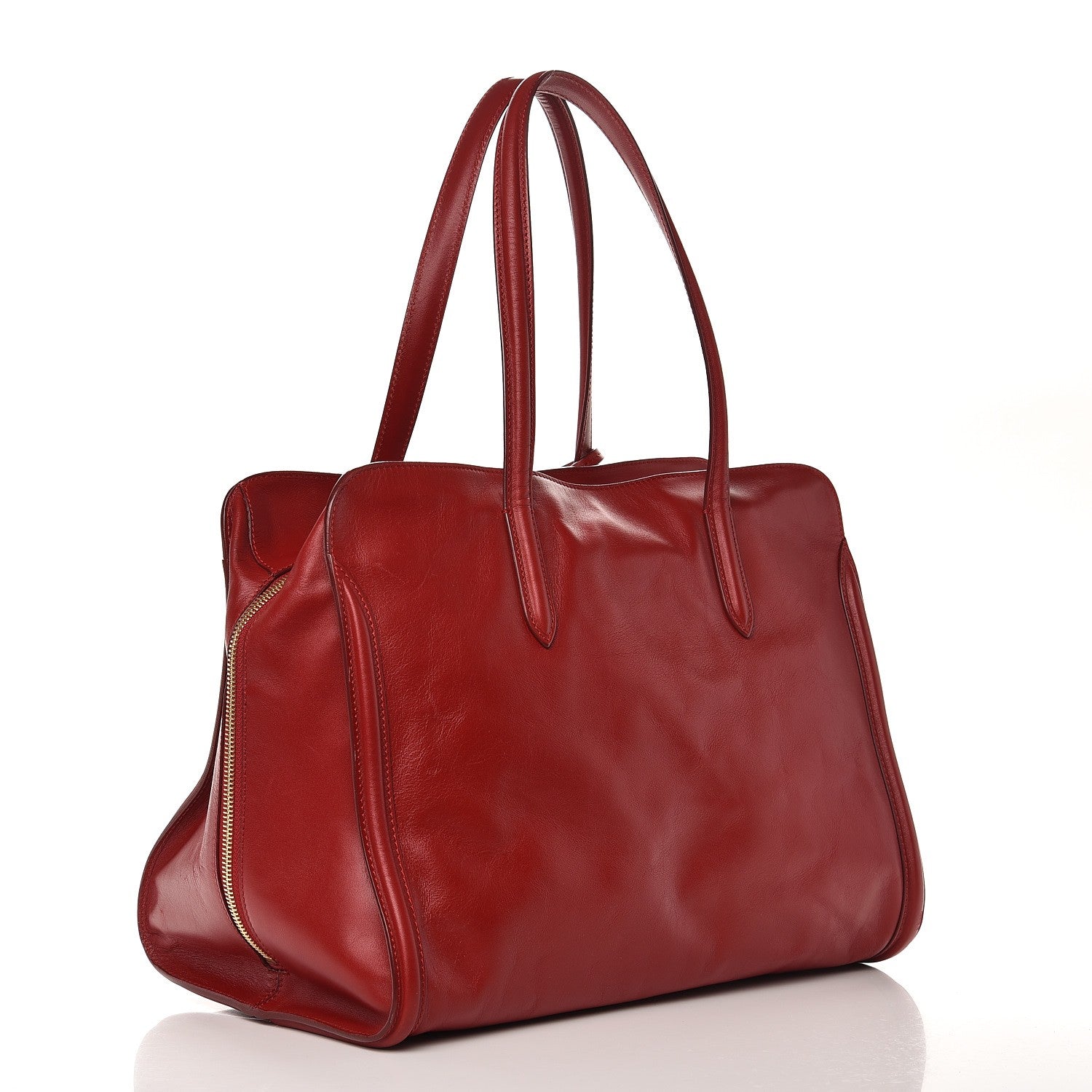 Alexander McQueen Calfskin Large Skull Padlock Zip Around Tote Red 3 of 15