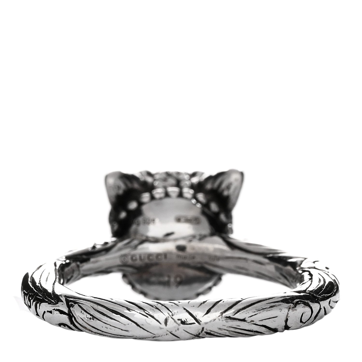 Gucci Sterling Silver Anger Forest Wolf Head Ring 59 8.75 3 of 4