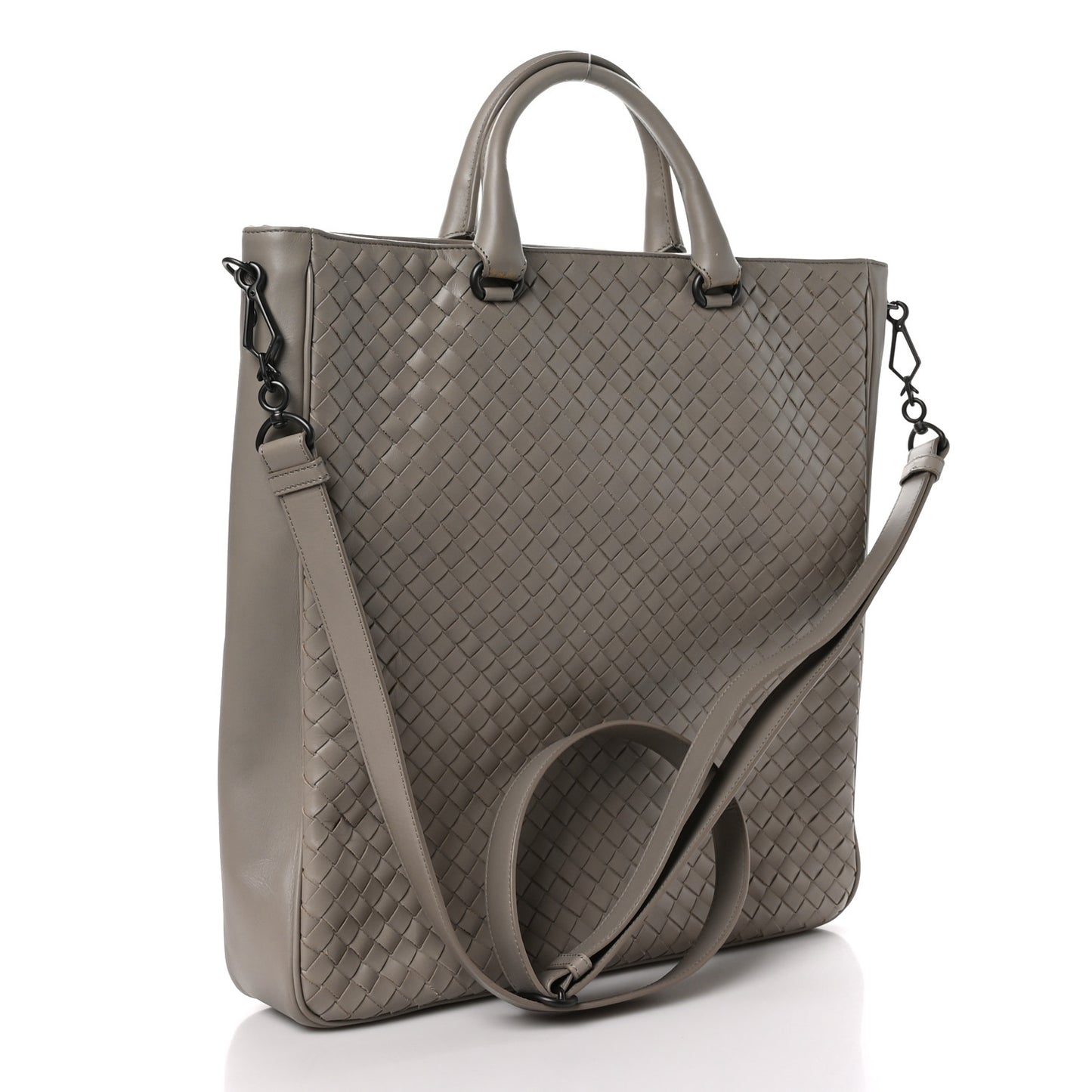 Nappa Intrecciato Front Pocket Convertible Tote Grey
