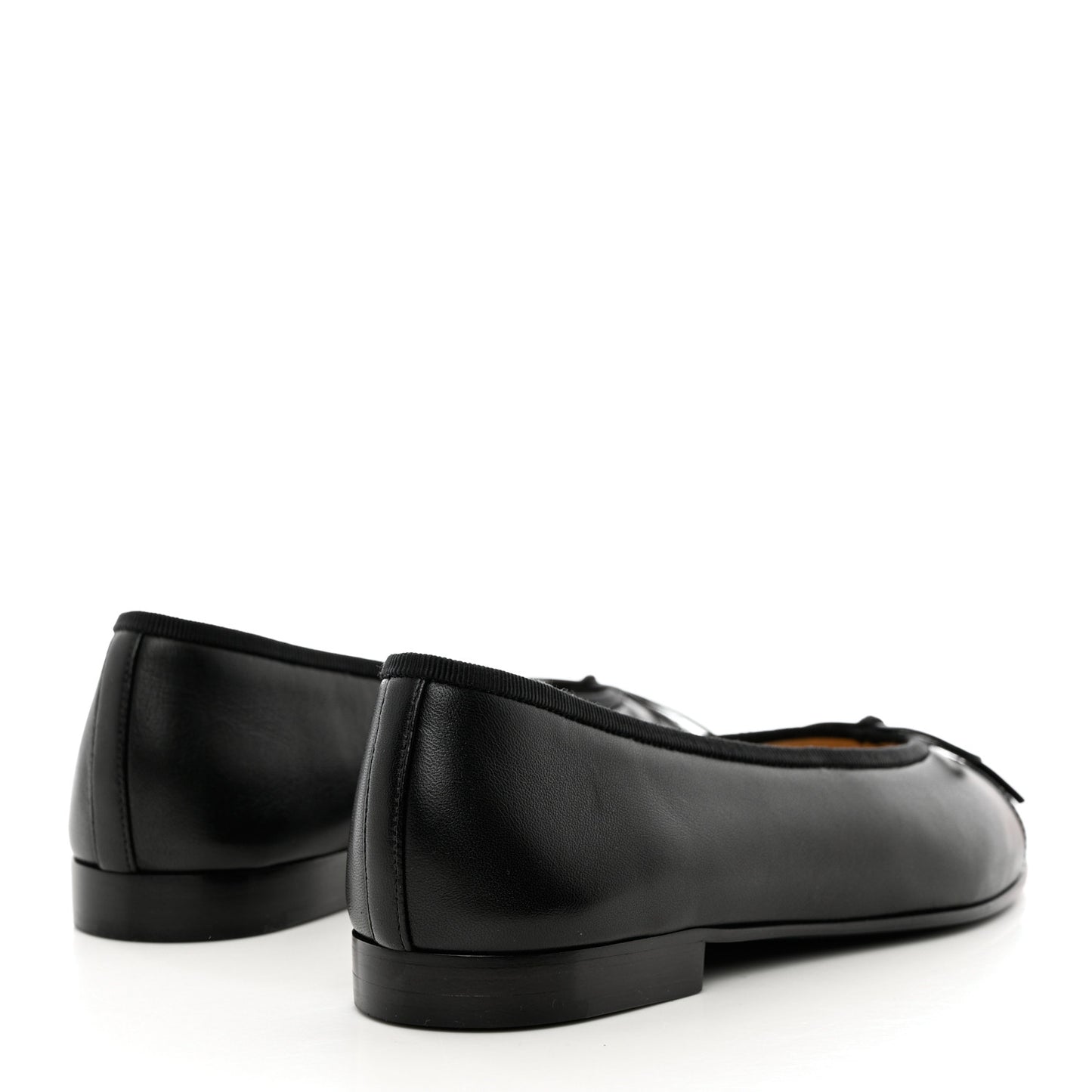 Lambskin Patent Cap Toe Ballerina Flats 36.5 Black