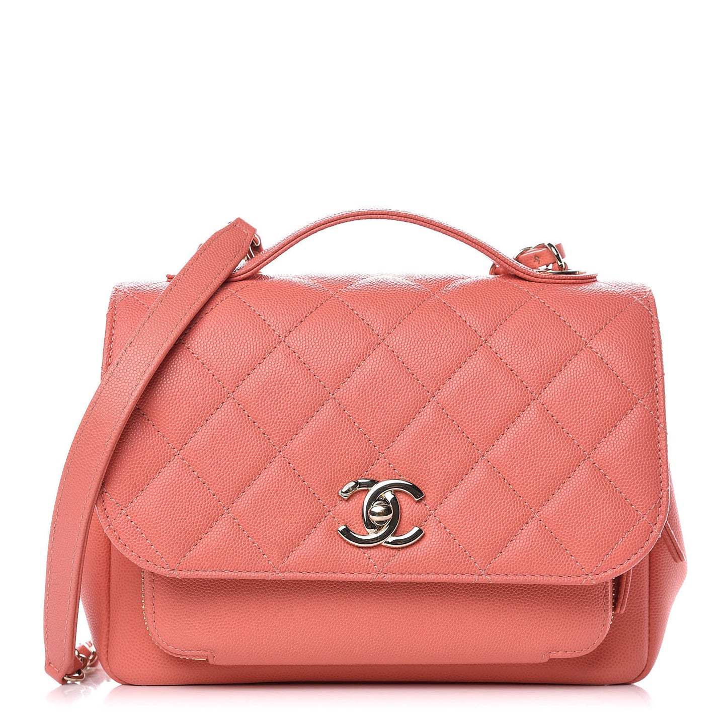 Caviar Quilted Small Business Affinity Flap Coral