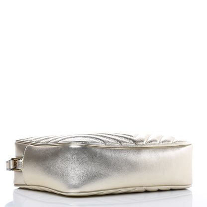 Saint Laurent Metallic Calfskin Matelasse Monogram Lou Camera Bag Platino 4 of 9