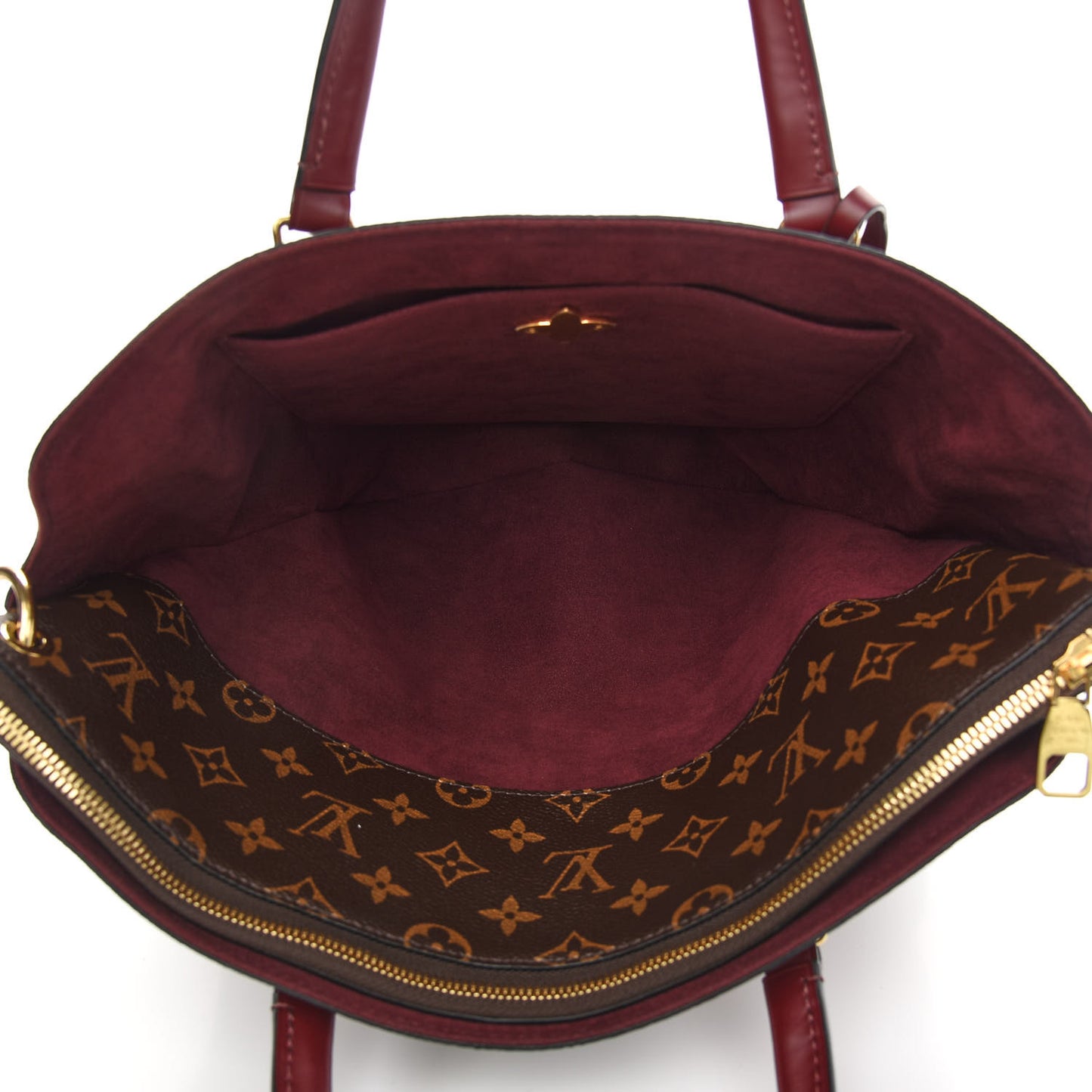 Monogram Flower Zipped Tote MM Bordeaux