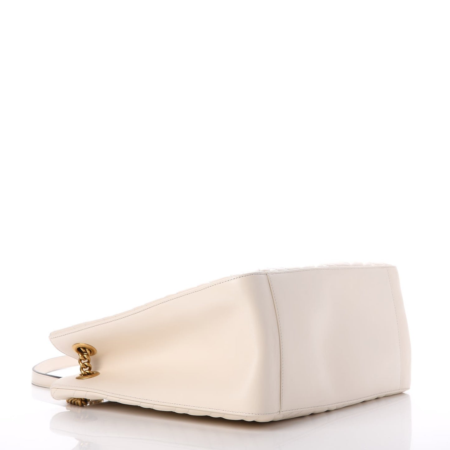 Calfskin Matelasse Medium GG Marmont Shoulder Tote Bag White