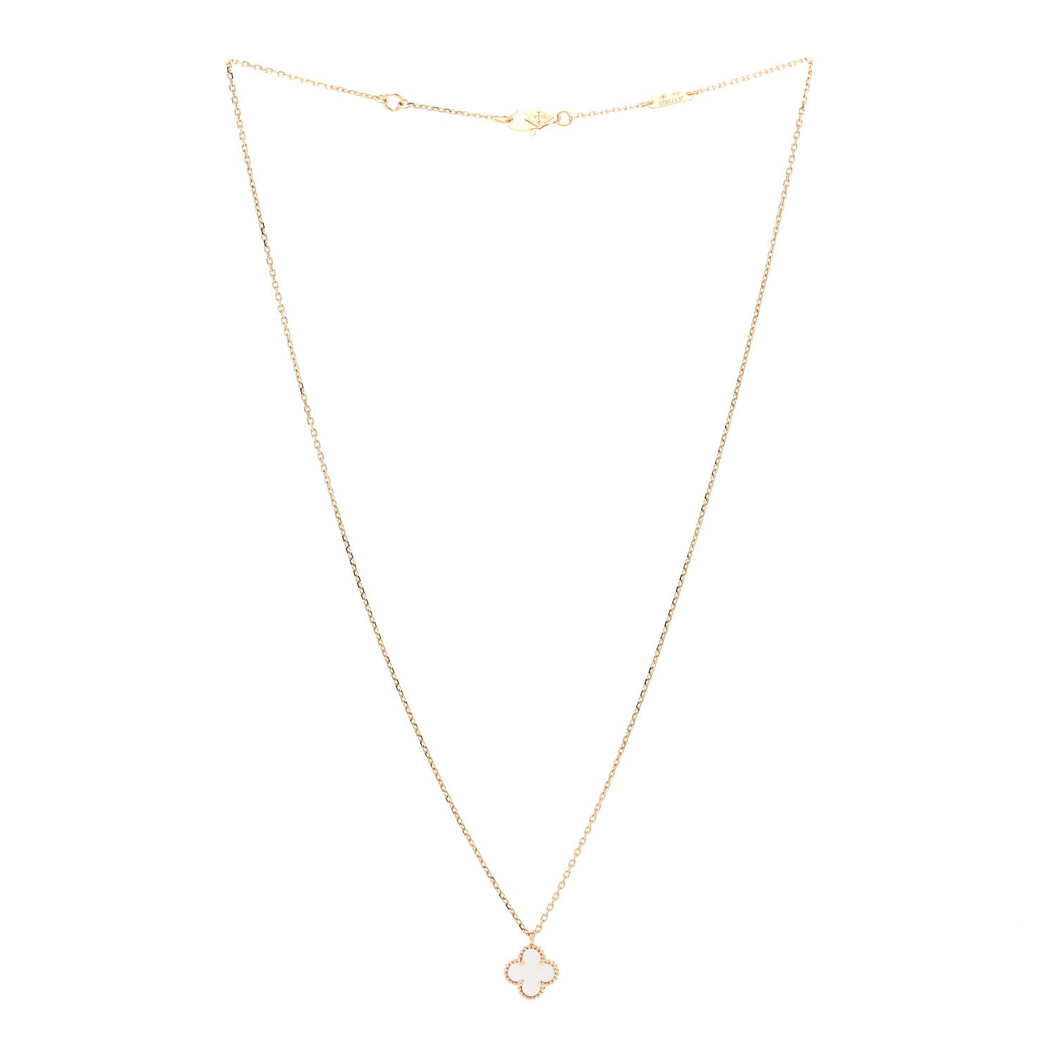 Van Cleef & Arpels 18K Yellow Gold Mother of Pearl Sweet Alhambra Pendant Necklace 3 of 6