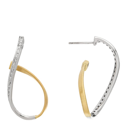 Marco Bicego 18K Yellow White Gold Diamond Marrakech Coil Hoop Earrings 1 of 6