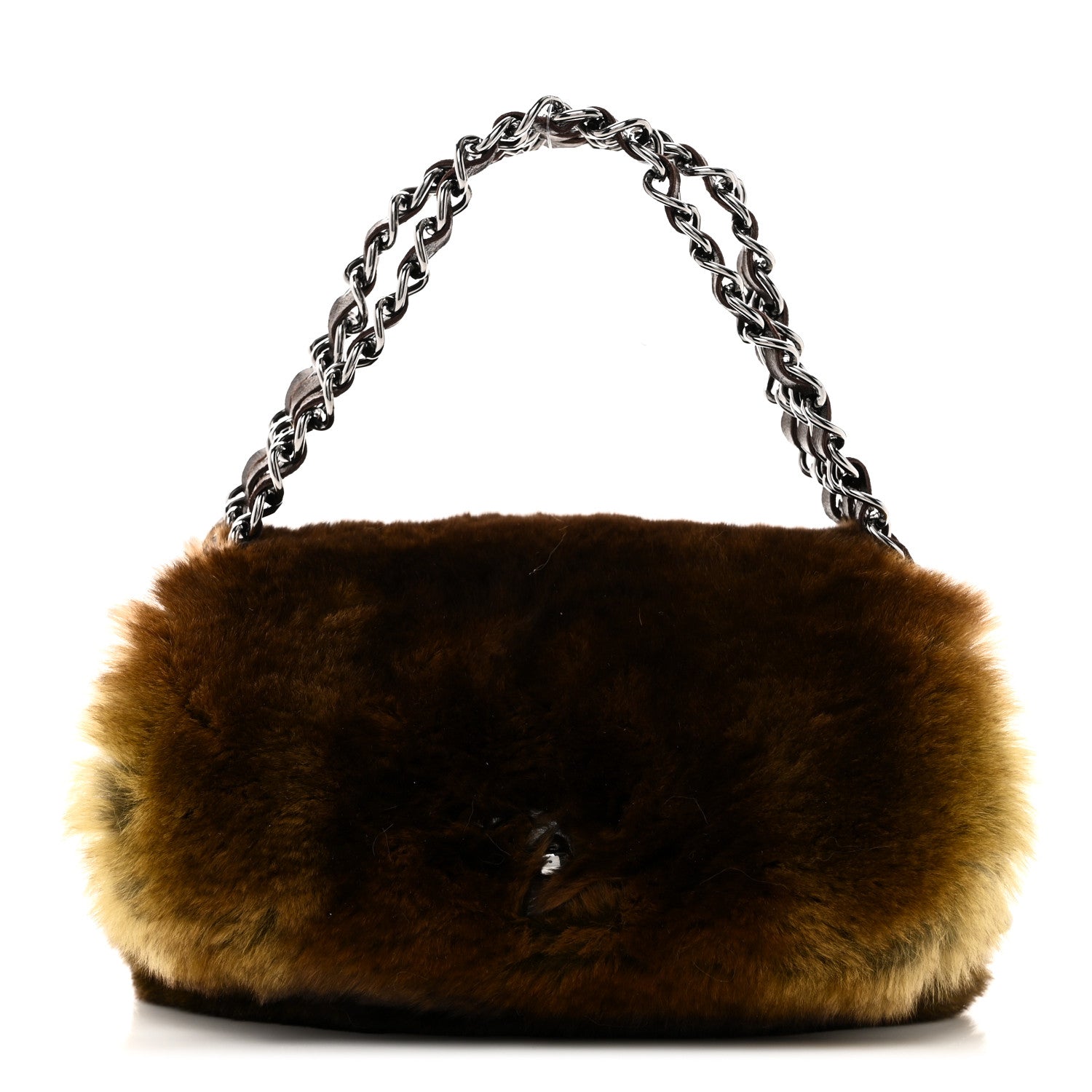 Chanel Rabbit Fur Chain Flap Brown 1 of 11
