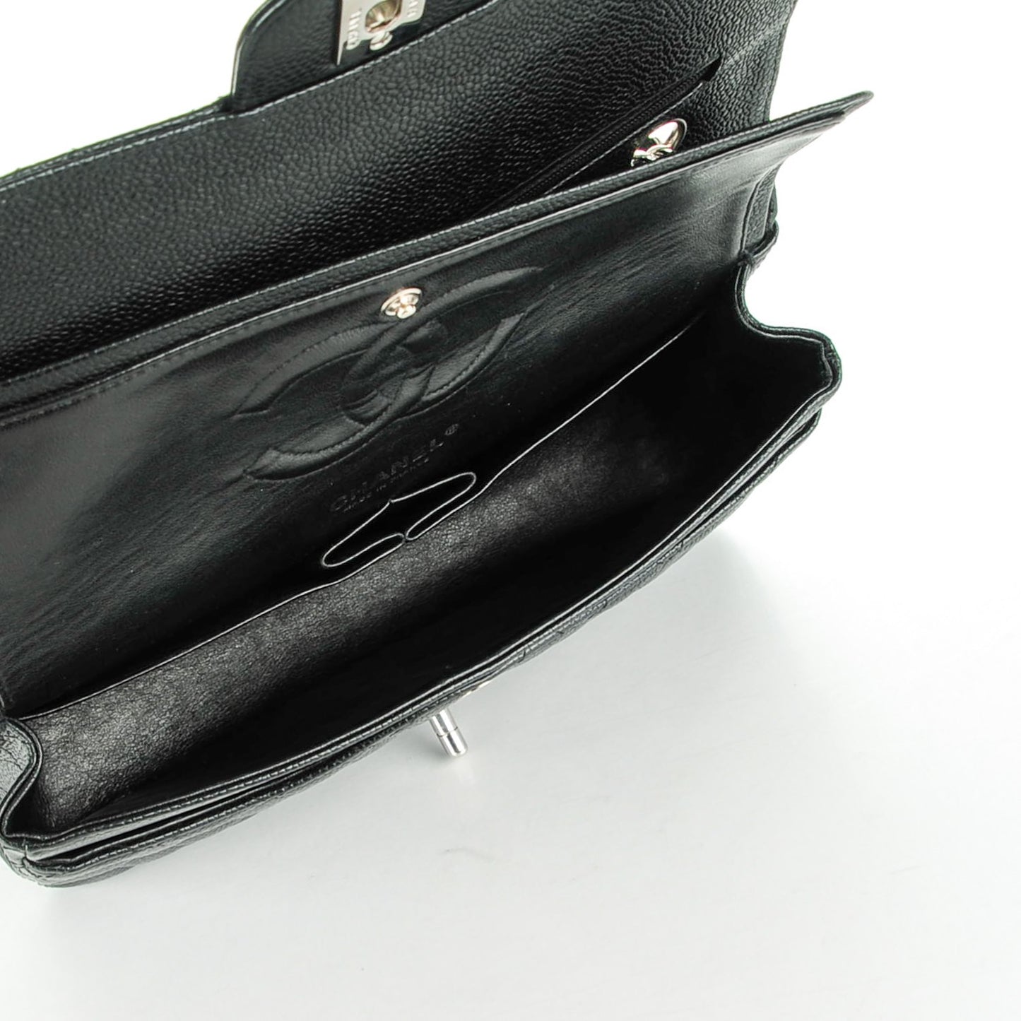 Caviar Quilted Medium Double Flap Black