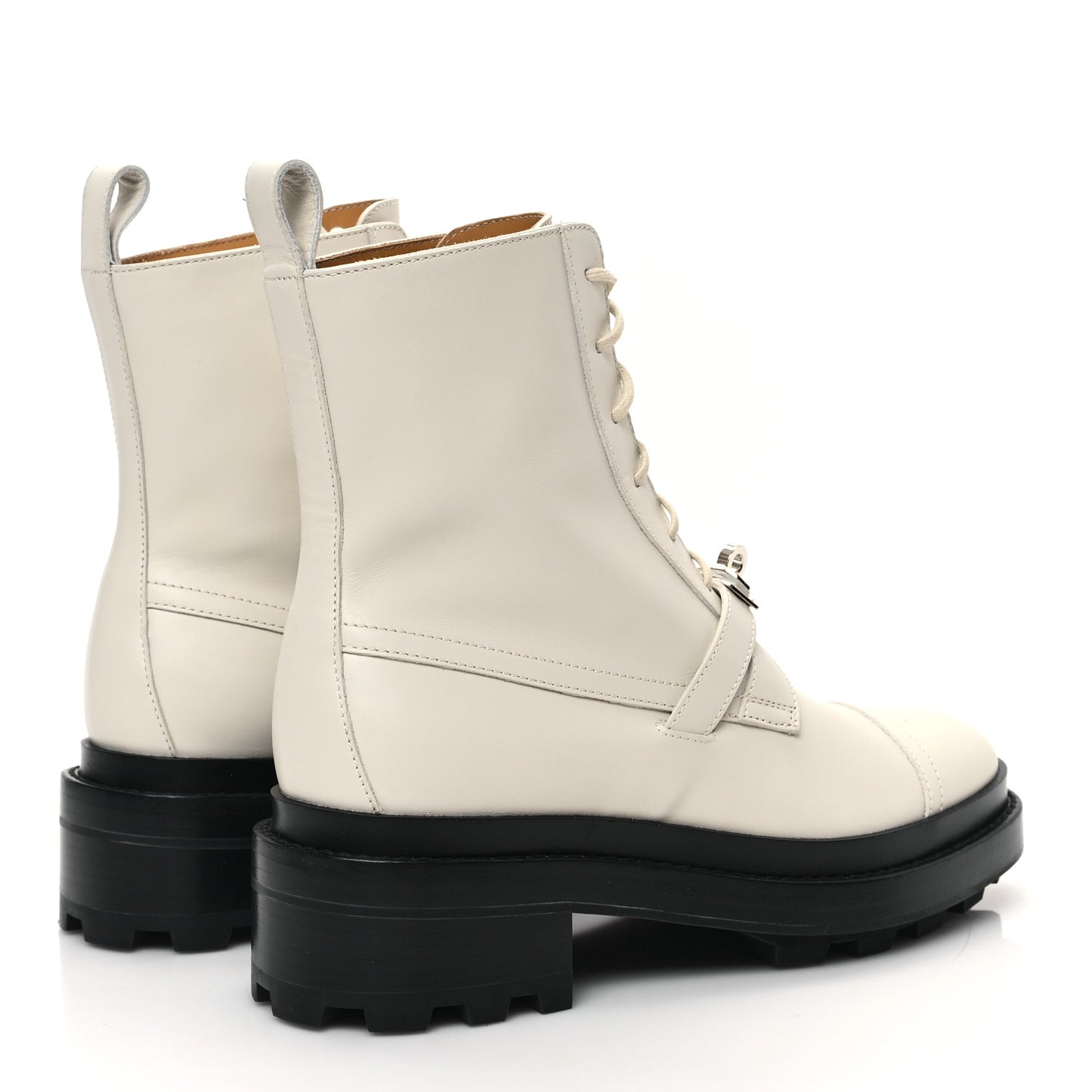 Glossed Calfskin Funk Ankle Boots 36 Beige Glaise