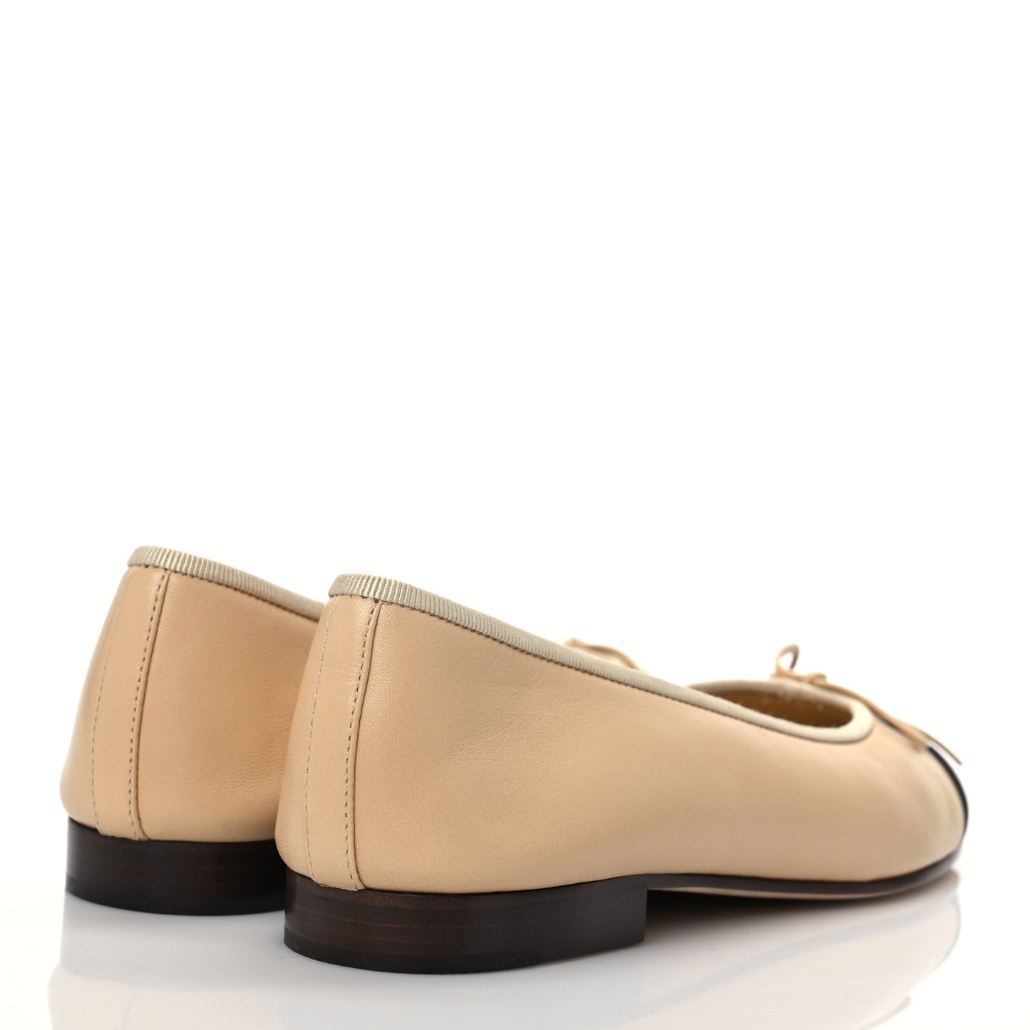 Lambskin Cap Toe CC Ballerina Flats 37 Beige Black