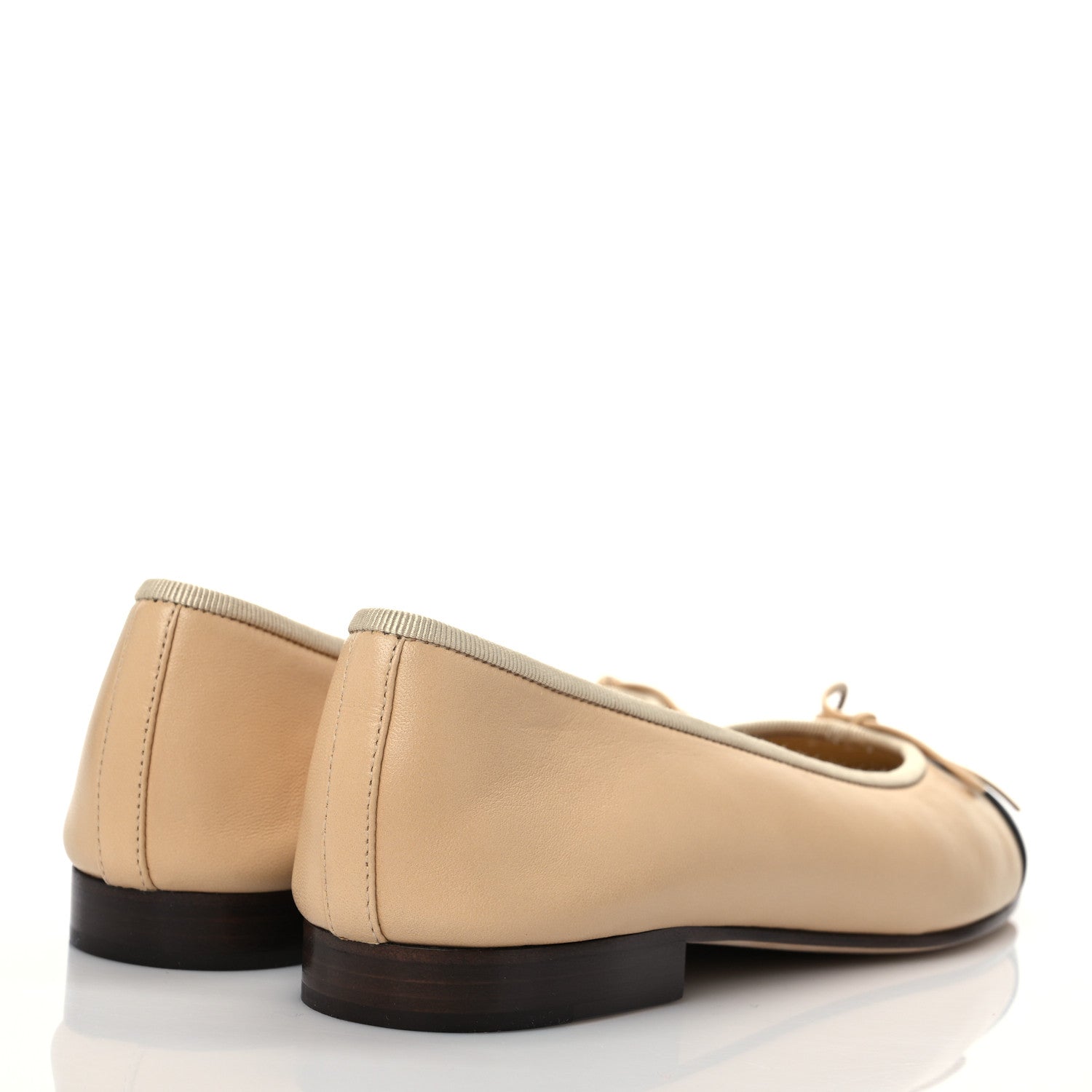 Chanel Lambskin Cap Toe CC Ballerina Flats 37 Beige Black 4 of 10