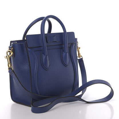 Celine Drummed Calfskin Nano Luggage Indigo 4 of 12