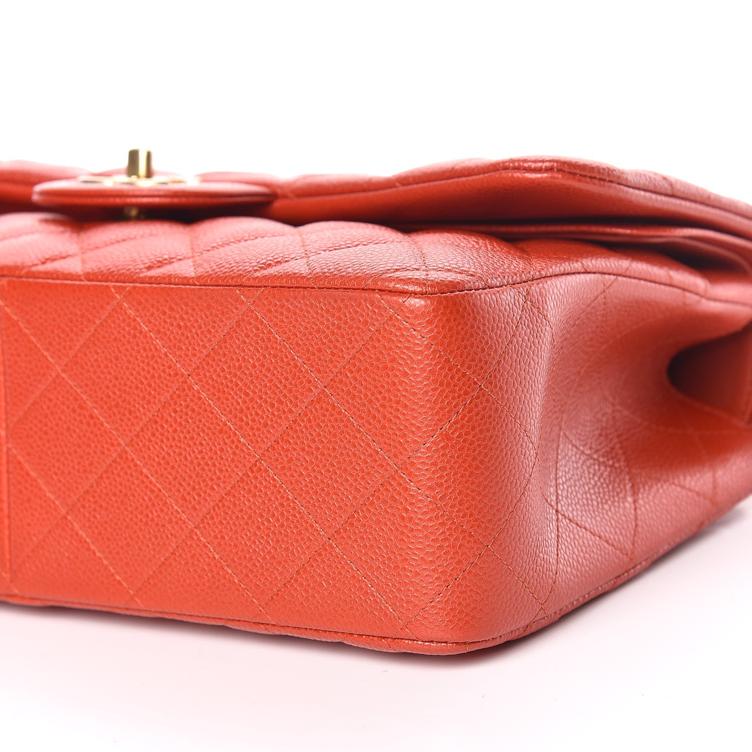 Chanel Pearly Caviar Quilted Jumbo Double Flap Orange 6 of 12