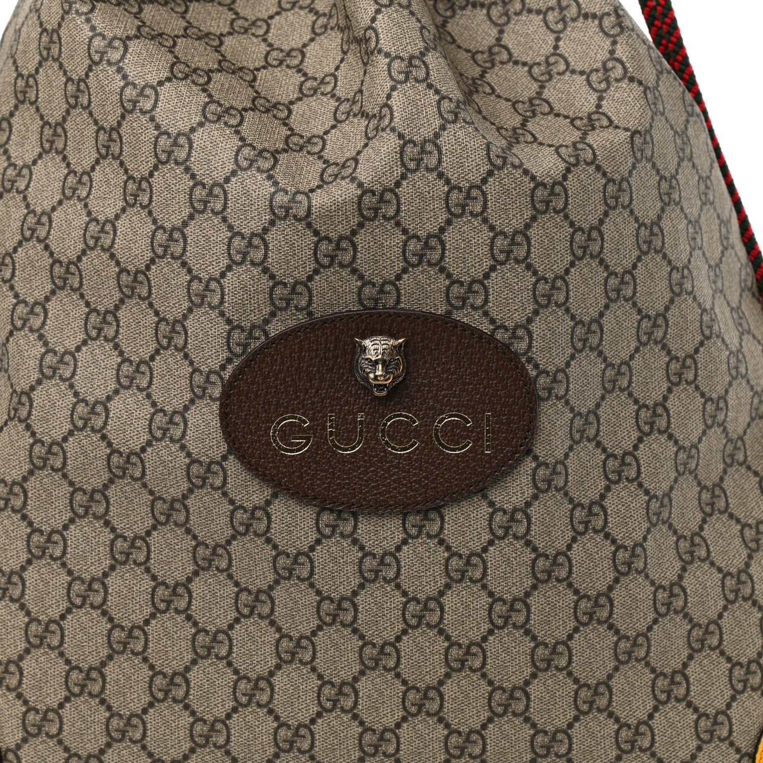 Gucci GG Supreme Monogram Neo Vintage Drawstring Backpack Beige New Acero Crop 8 of 10