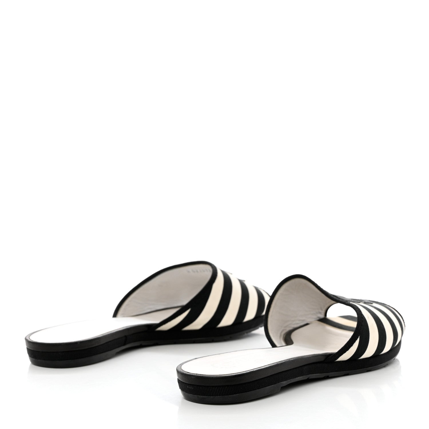 Chanel Striped CC Mules 41 Black White 4 of 12