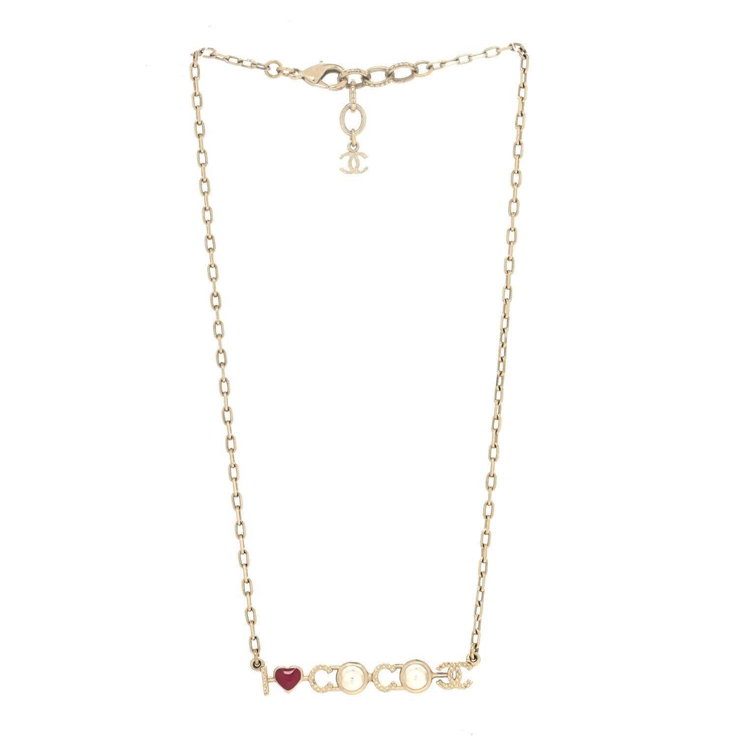 Chanel Metal Resin Pearl I Love Coco Necklace Gold Multicolor 3 of 5