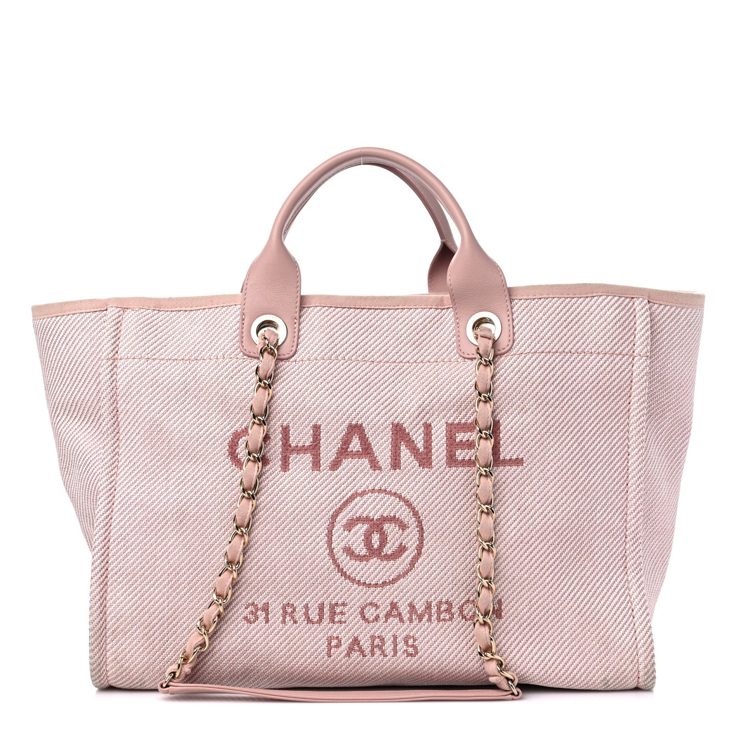 Mixed Fibers Calfskin Medium Deauville Tote Rose Pink