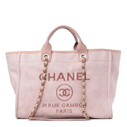 Chanel Mixed Fibers Calfskin Medium Deauville Tote Rose Pink 1 of 14