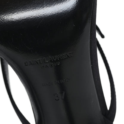 Saint Laurent Crepe Satin Crystal Nadja 105 Ankle Strap Sandals 37 Black 7 of 9