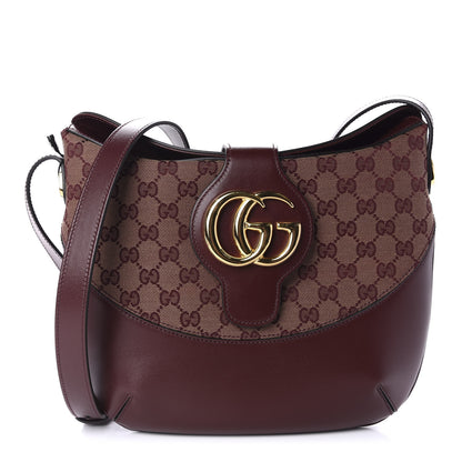Gucci GG Monogram Calfskin Medium Arli Shoulder Bag Sahara Rubino Chardonnay 1 of 10