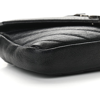 Saint Laurent Sheepskin Matelasse Chevron Monogram College Chain Wallet Black 7 of 8