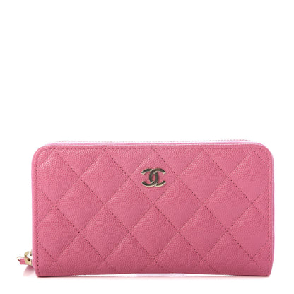 Chanel Caviar Quilted Medium Zip Around Wallet Pink 1 of 9