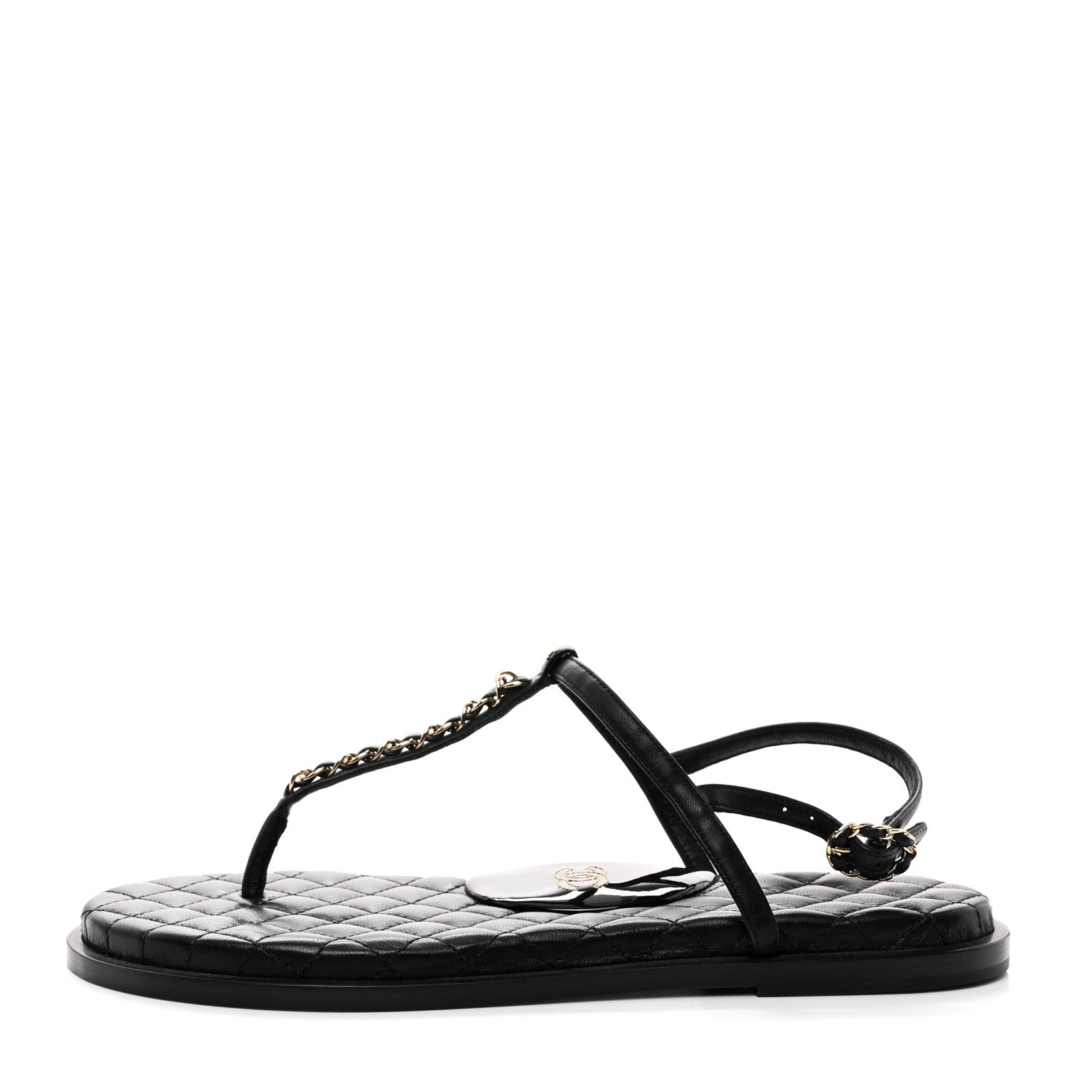 Chanel Lambskin Chain CC Logo Thong Sandals 39.5 Black 1 of 7