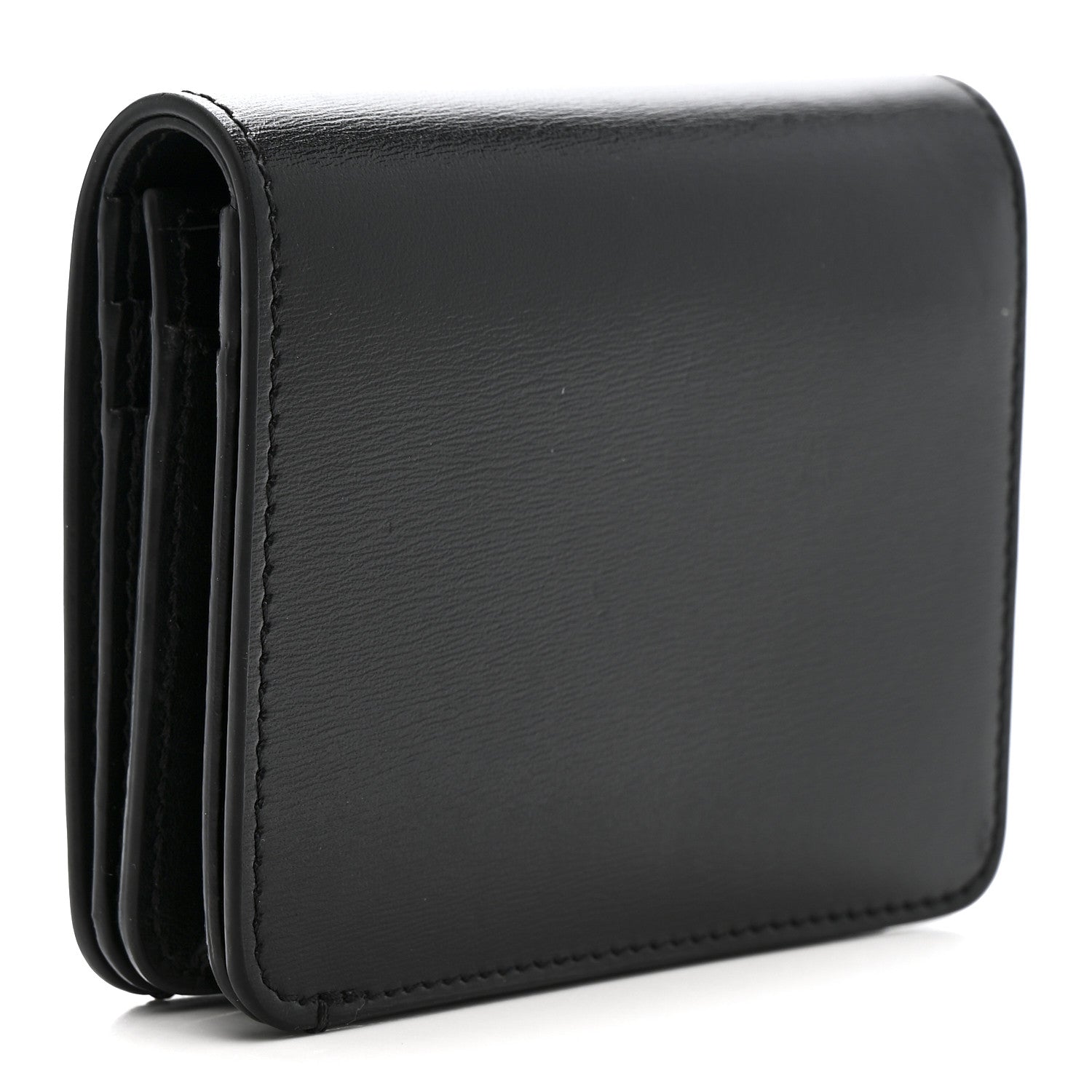 Celine Shiny Calfskin Triomphe Compact Wallet Black 1801017