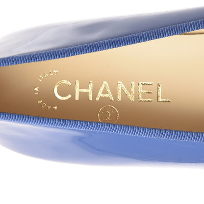 Chanel Patent Calfskin CC Cap Toe Ballerina Flats 41 Blue 7 of 9