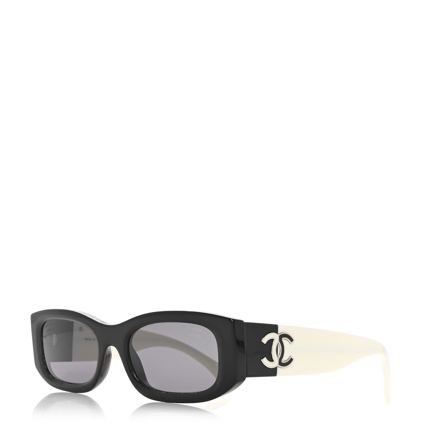 Chanel Acetate Rectangle Sunglasses 5525 Black White 1 of 7