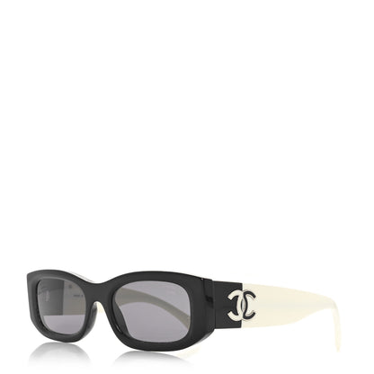 Chanel Acetate Rectangle Sunglasses 5525 Black White 1 of 7