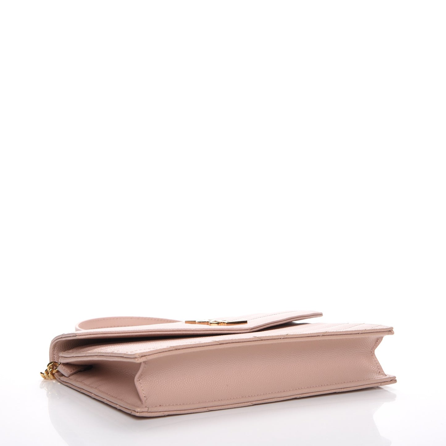 Grain De Poudre Matelasse Chevron Monogram Envelope Chain Wallet Pale Pink