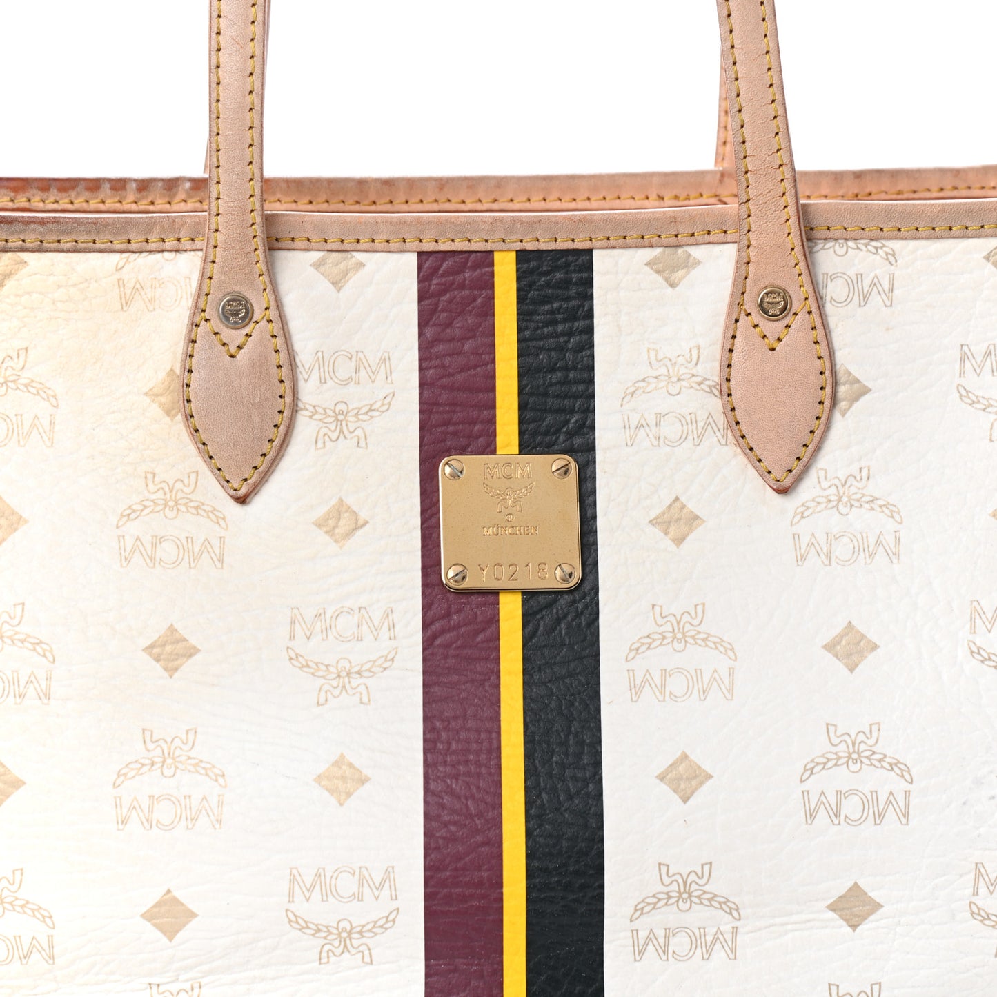 Visetos Striped Shopper Tote White