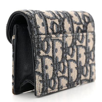 Christian Dior Oblique Saddle Card Holder Blue 3 of 9