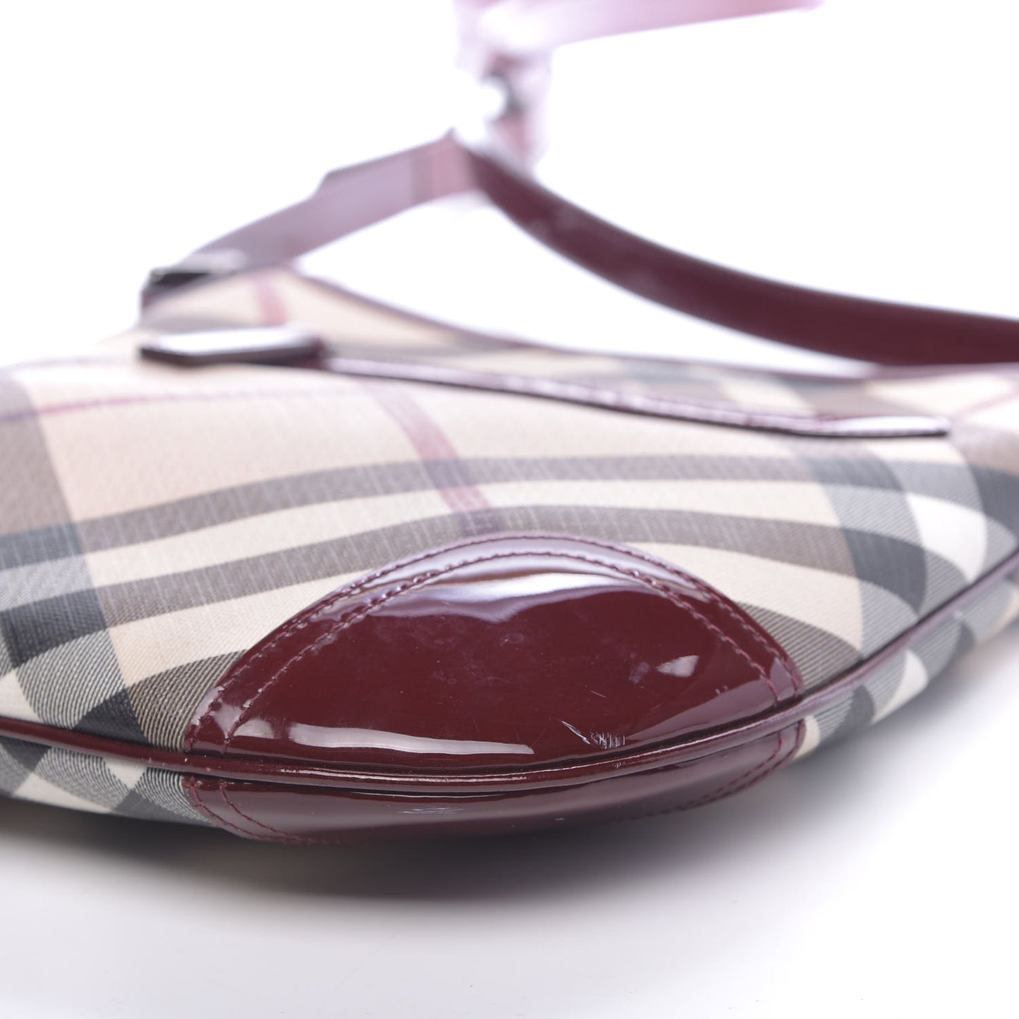 Patent Nova Check Dryden Crossbody Bag Dark Red