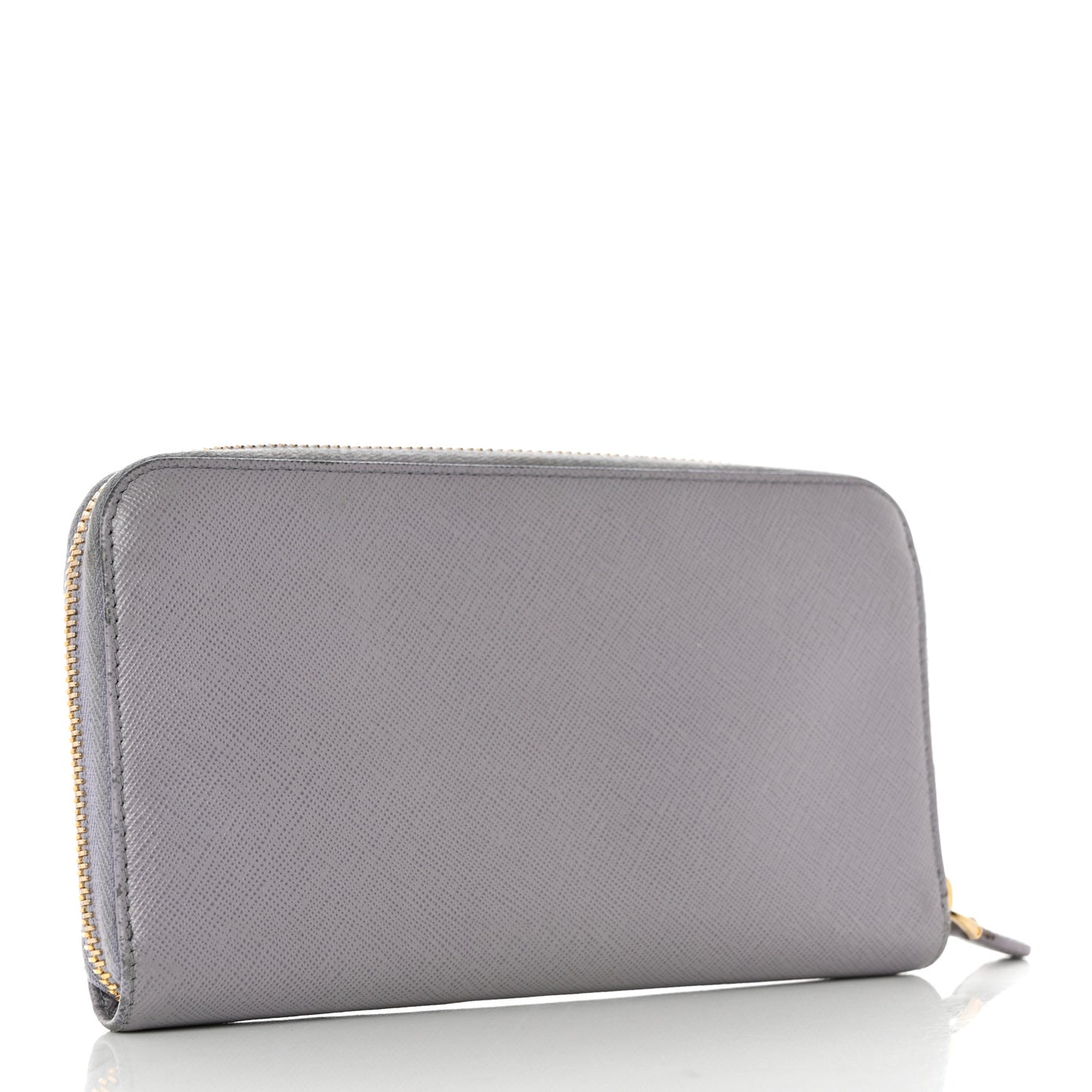 Saffiano Metal Zip Around Wallet Grey