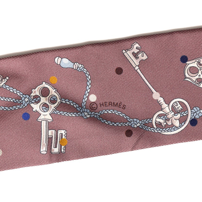 Hermes Silk Les Cles A Pois Twilly Marron Glace Gris 5 of 5