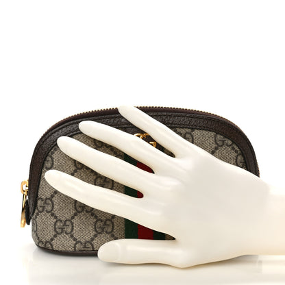 Gucci GG Supreme Monogram Textured Calfskin Web Medium Ophidia Cosmetic Case Beige Ebony New Acero 2 of 6