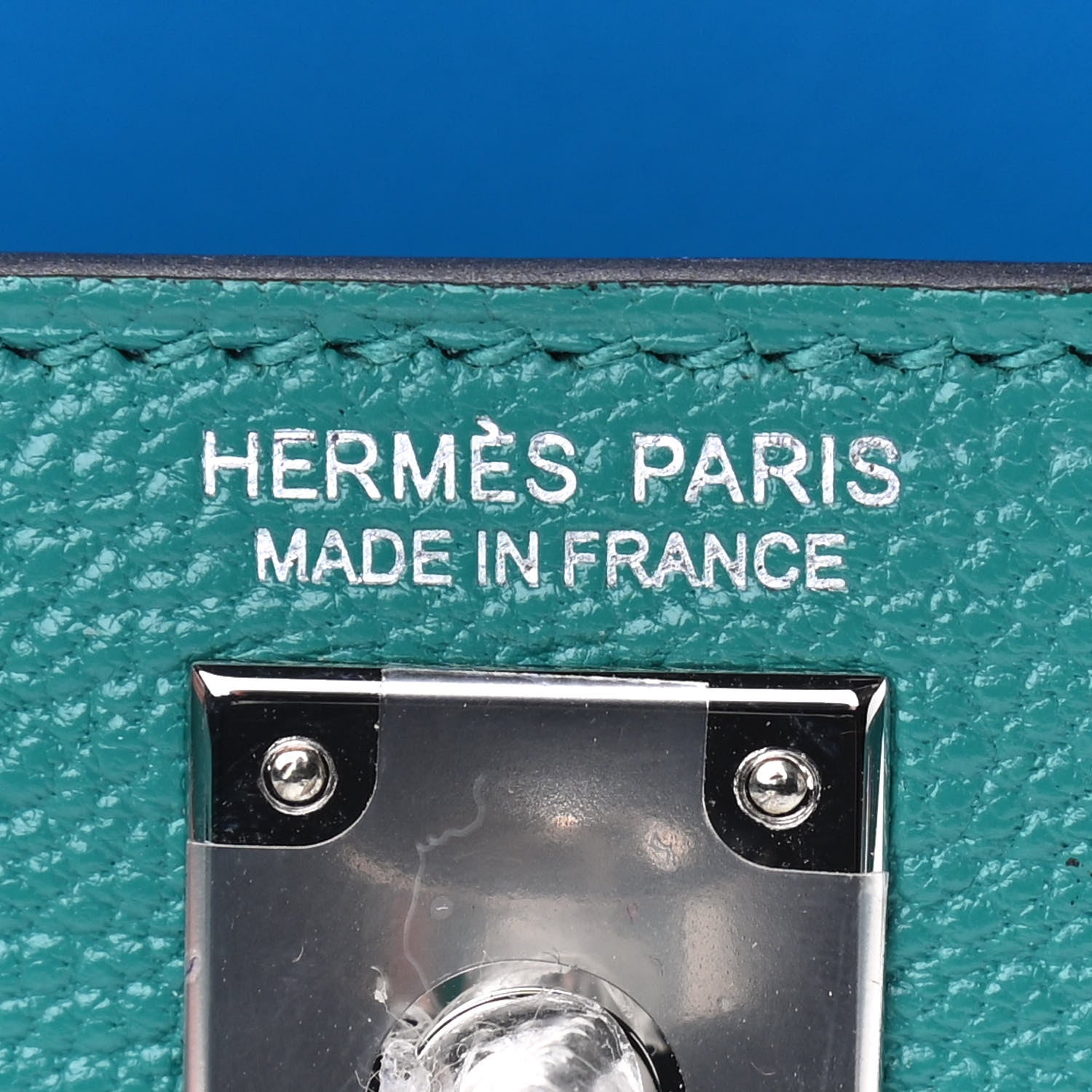 Hermes Chevre Mysore Verso Mini Kelly Sellier 20 Vert Verone Bleu Zanzibar 6 of 13