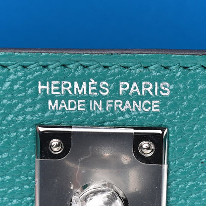 Hermes Chevre Mysore Verso Mini Kelly Sellier 20 Vert Verone Bleu Zanzibar 6 of 13
