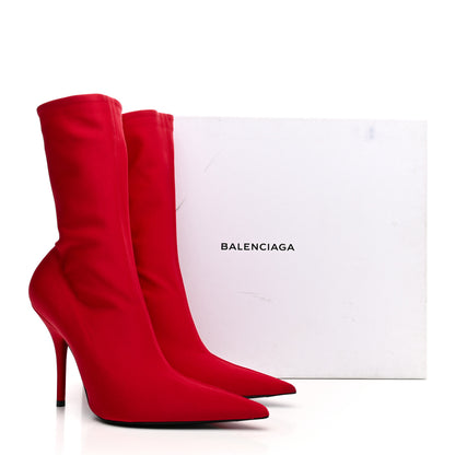 Balenciaga Matte Spandex Extreme Pointed Toe Knife 80mm Ankle Boots 37 Rouge 10 of 10