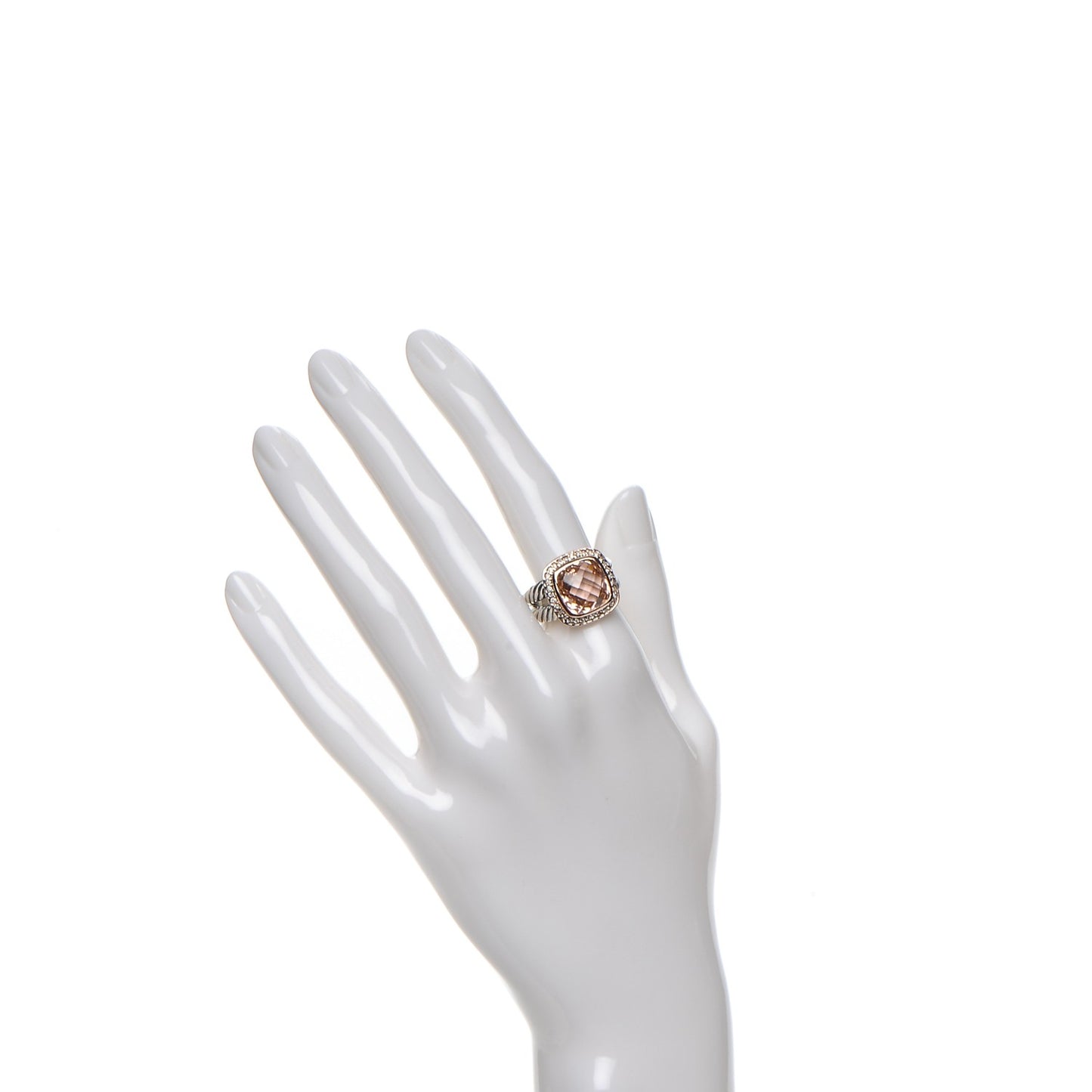 Sterling Silver Rose Gold Diamond Morganite 11mm Albion Ring 53 6.5
