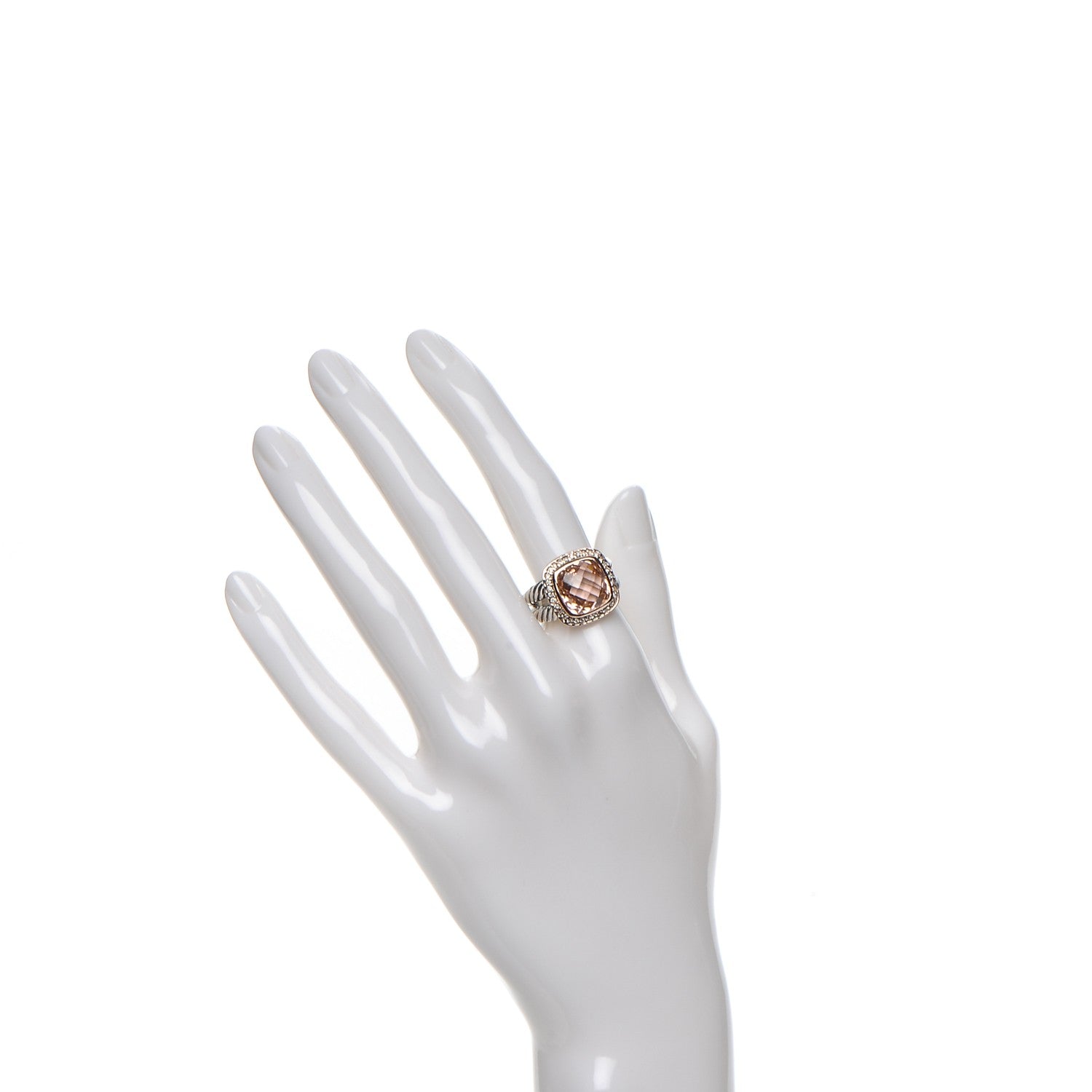 David Yurman Sterling Silver Rose Gold Diamond Morganite 11mm Albion Ring 53 6.5 2 of 4